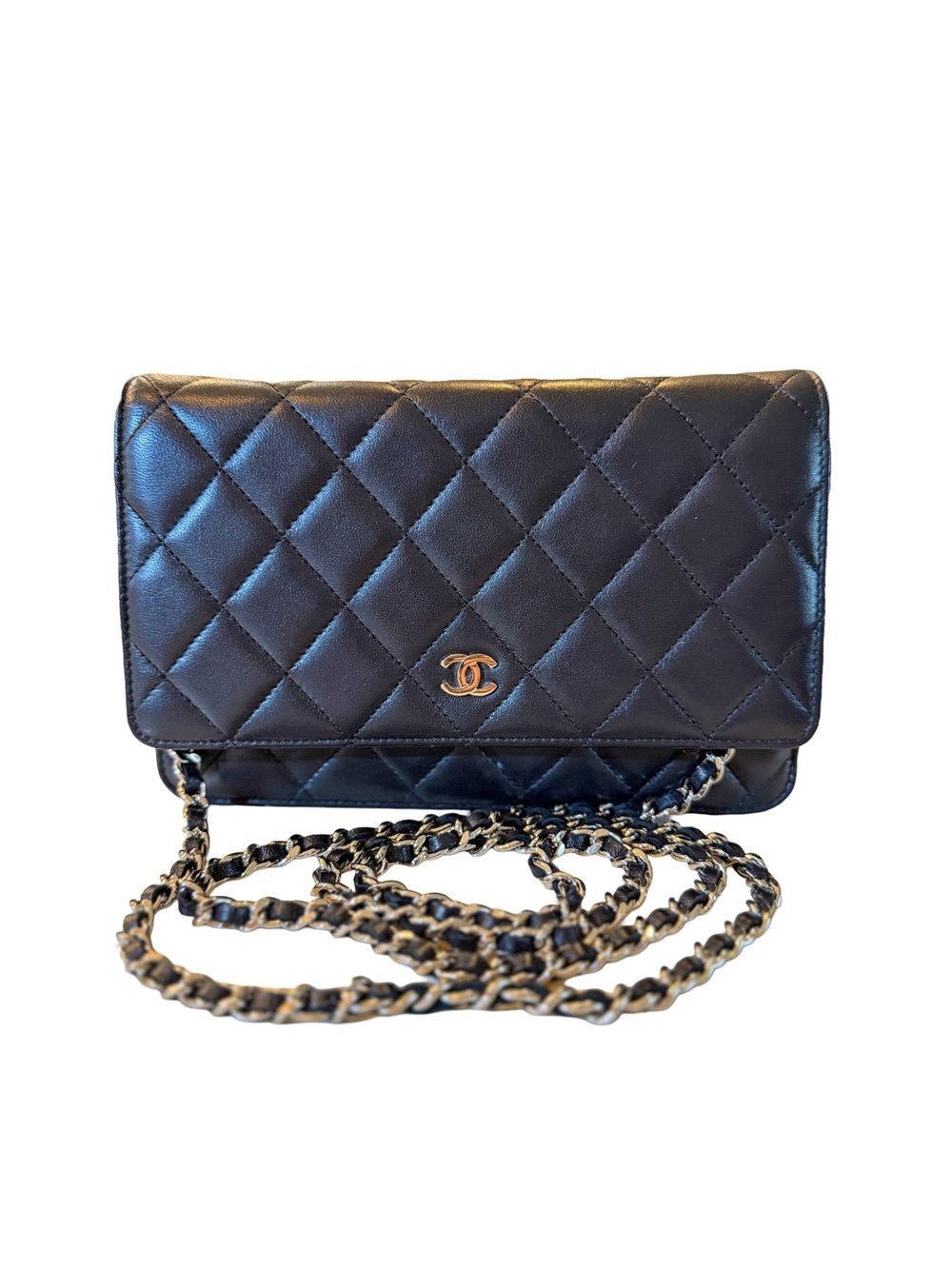 CHANEL Classic Wallet on Chain WOC Black Quilted Lambskin Crossbody